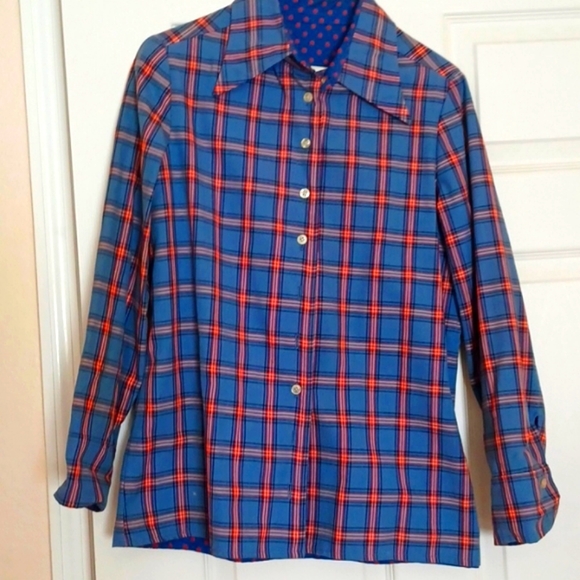 Women's  Vintage reversible  button-down top - Picture 3 of 9